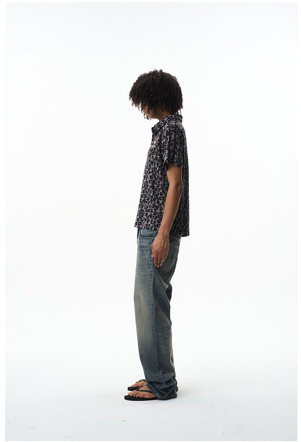 Vintage Polo Shirt with Leopard-Print Embroidery
