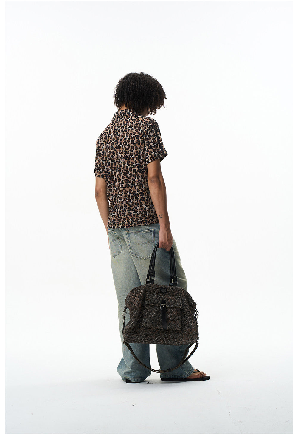 Vintage Polo Shirt with Leopard-Print Embroidery