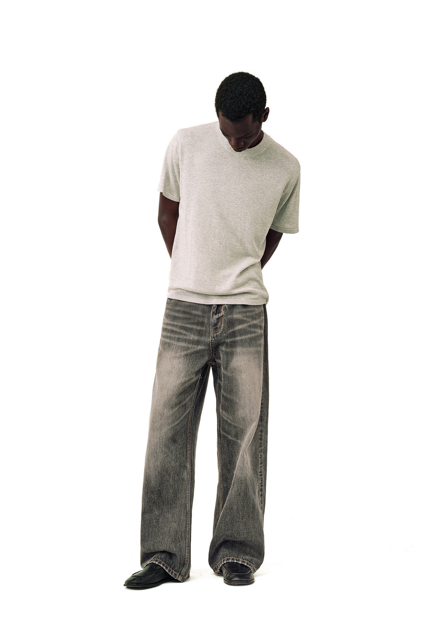 Unwashed denim pants
