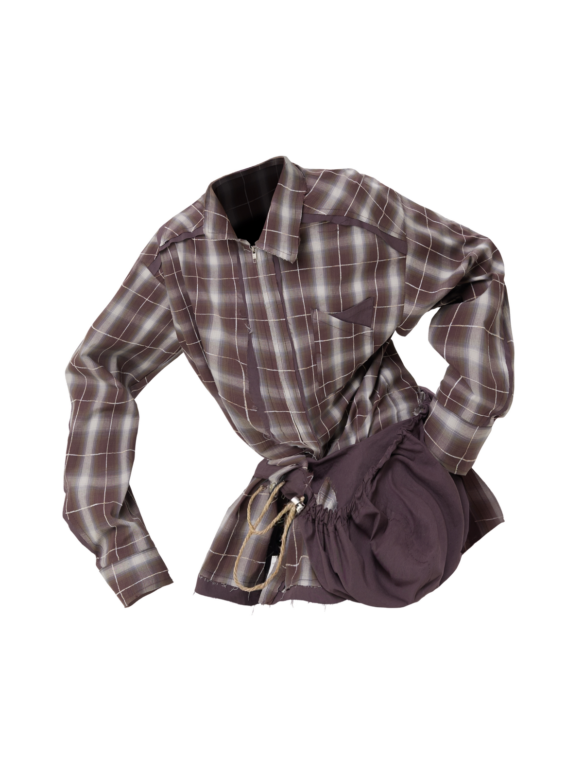 Loose-Fitting Frilled Zipper Shirt with Detachable Hood