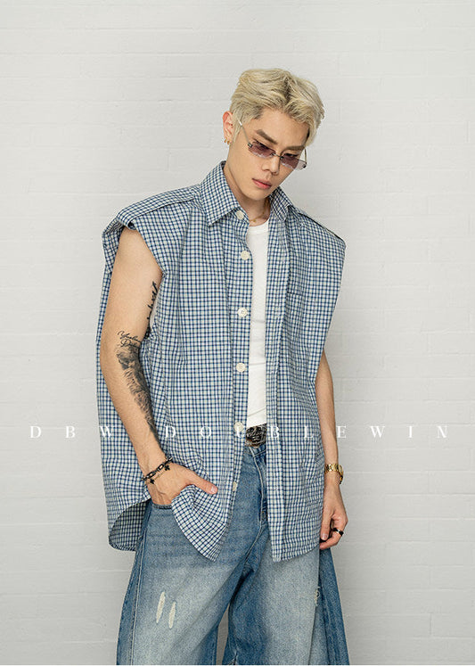 Checkered sleeveless shirt