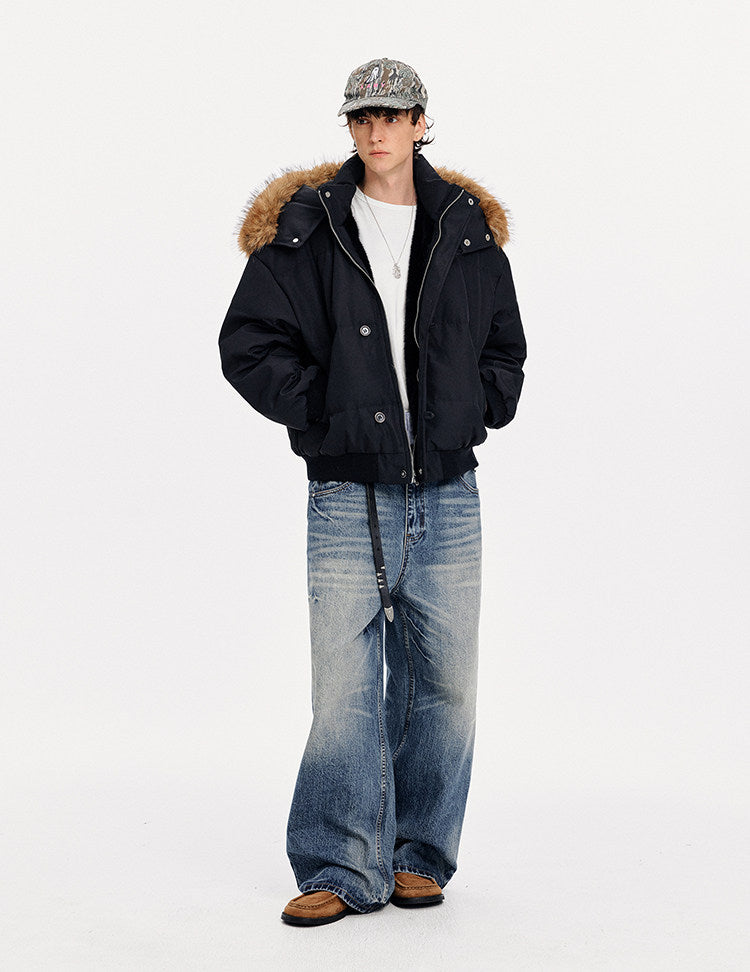 Simple White Duck Down Hooded Jacket