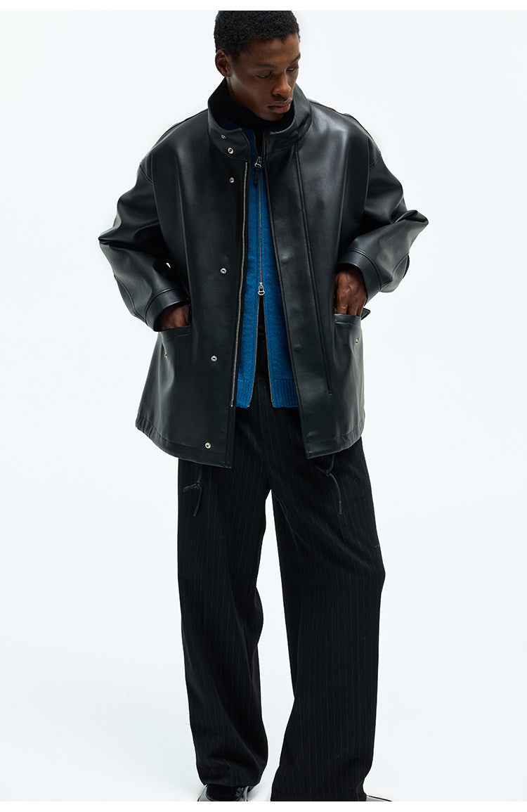 Crew Neck Double Zipper Cardigan