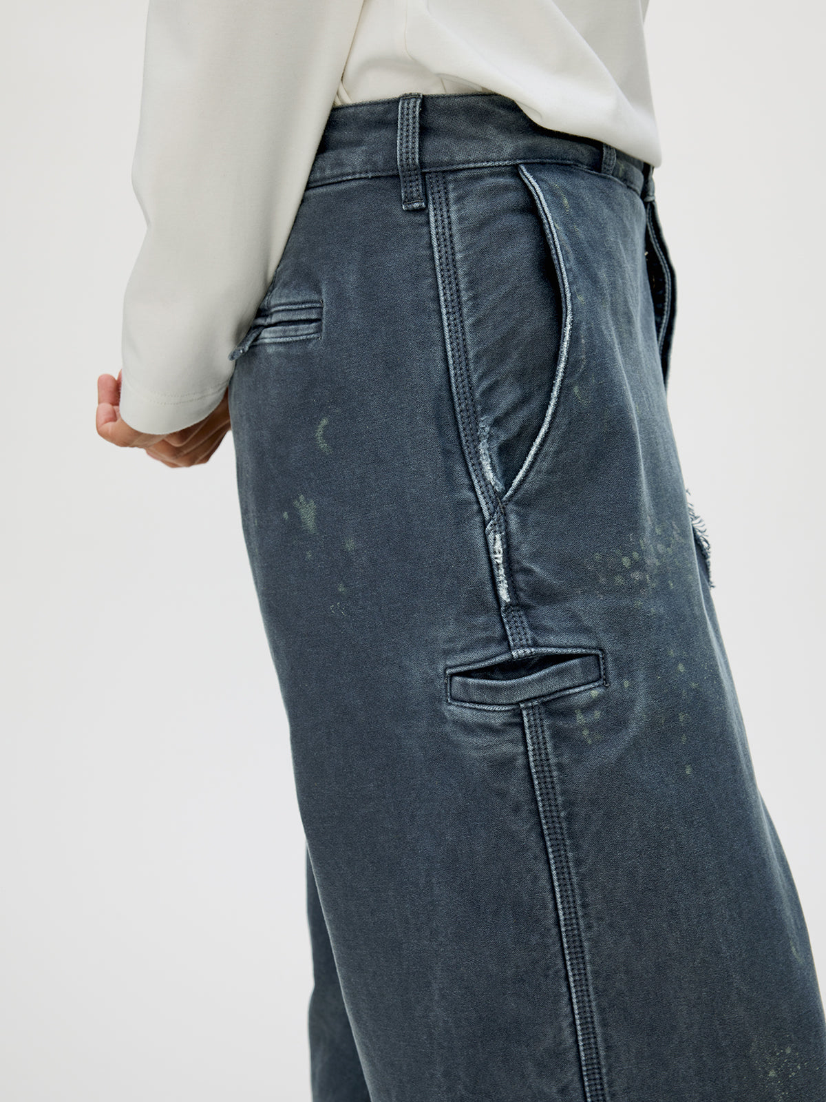 Heavy-Wash Finish Casual Pants