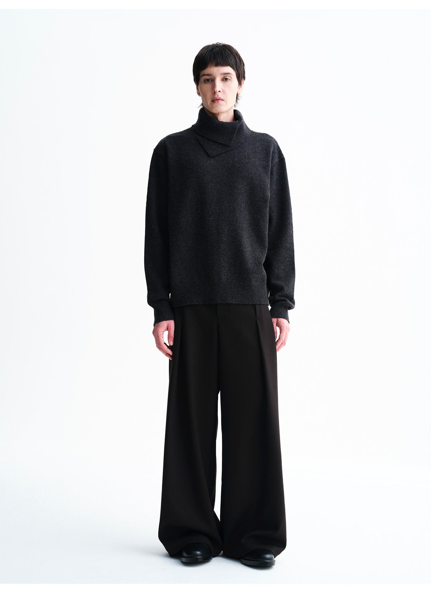 Irregular Collar Pullover Turtleneck Sweater