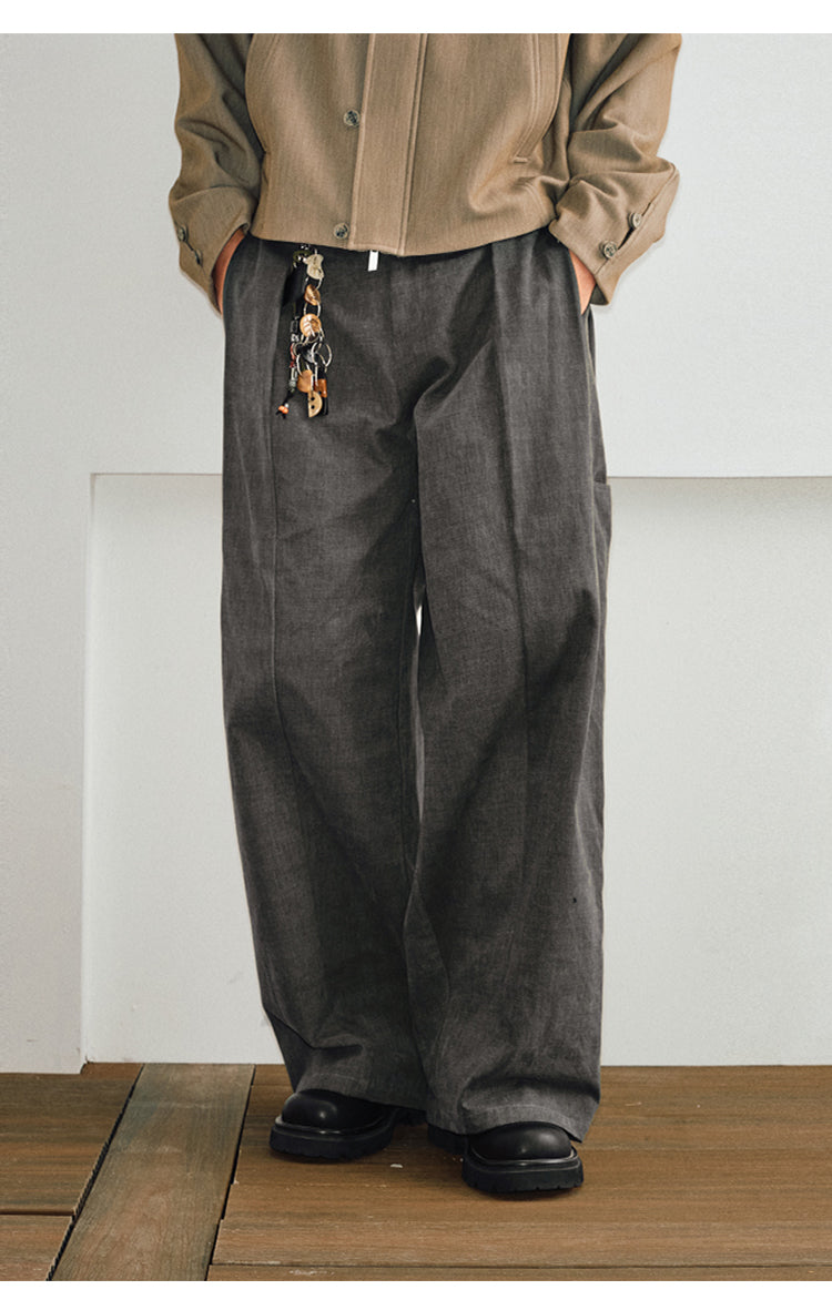 Three-dimensional pleats loose-fitting casual pants