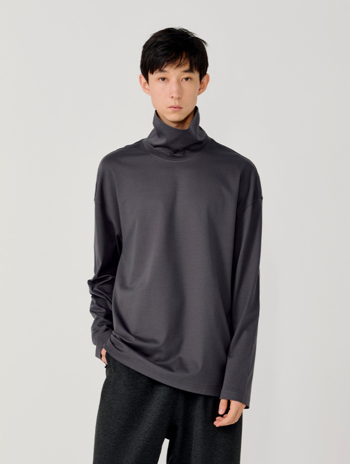 High-Neck Side-Slit T-Shirt