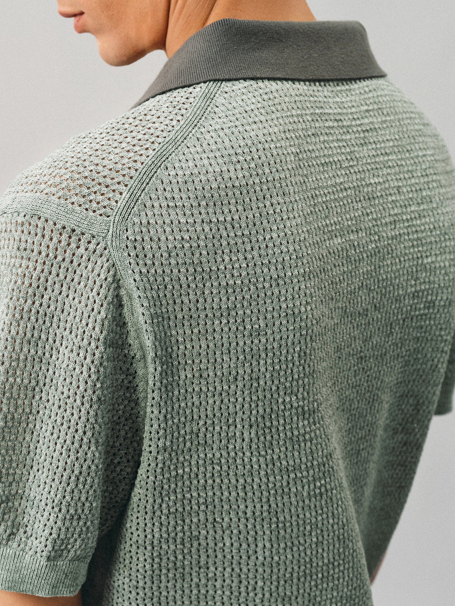 Openwork Knit Polo Shirt