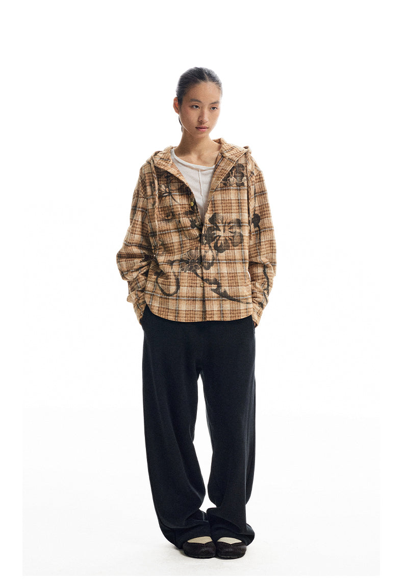 Casual Hooded Check Shirt