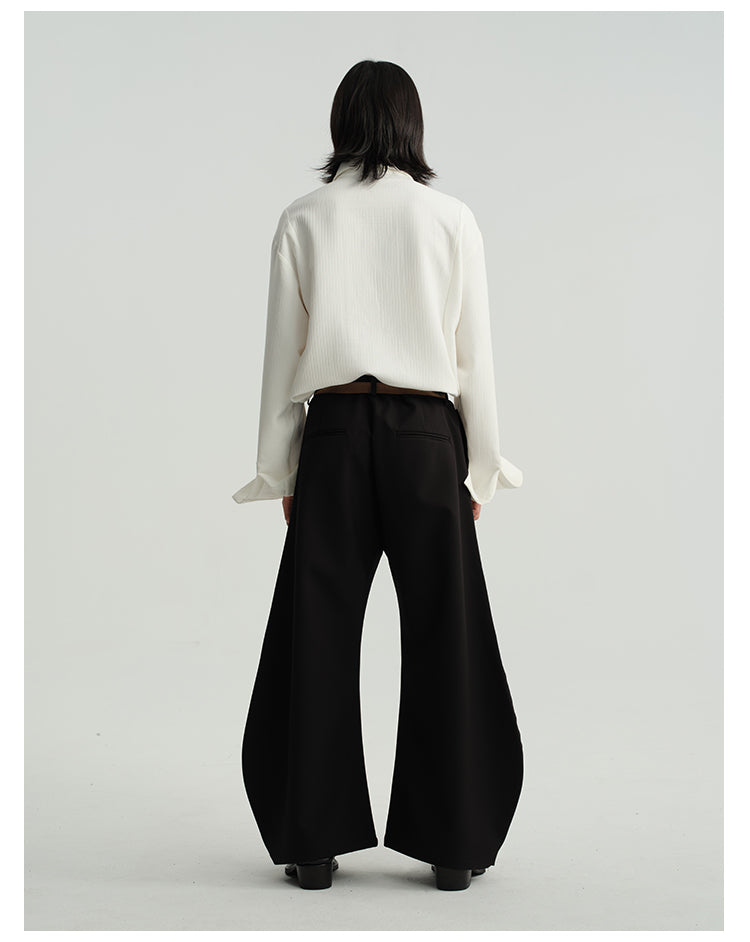 Three-dimensional cut wide-leg pants