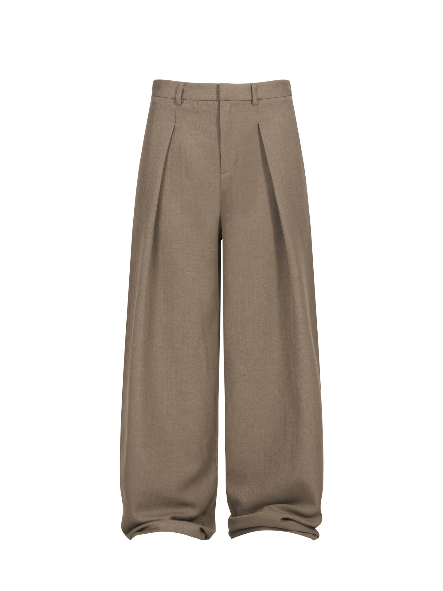 Double-Pleated Linen Casual Pants