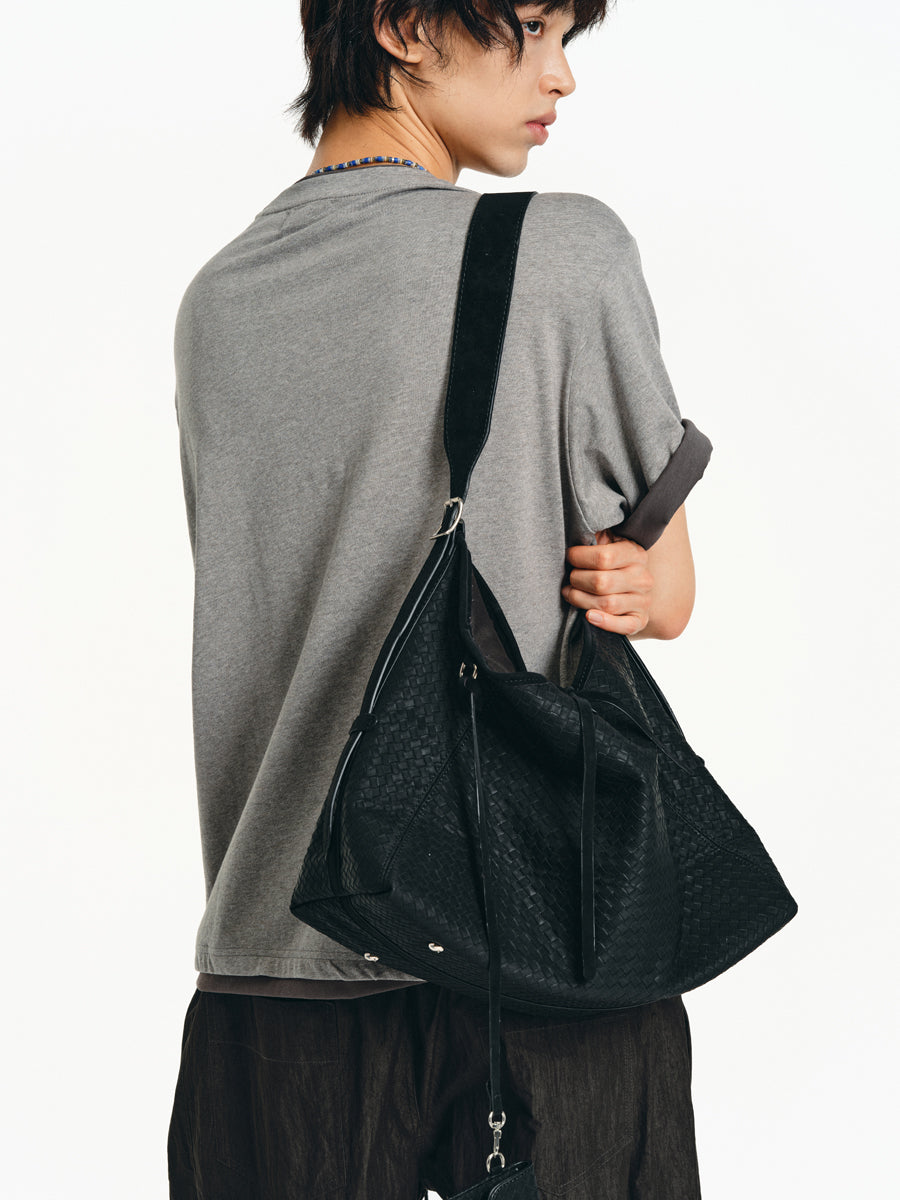 Matte-embossed shoulder bag