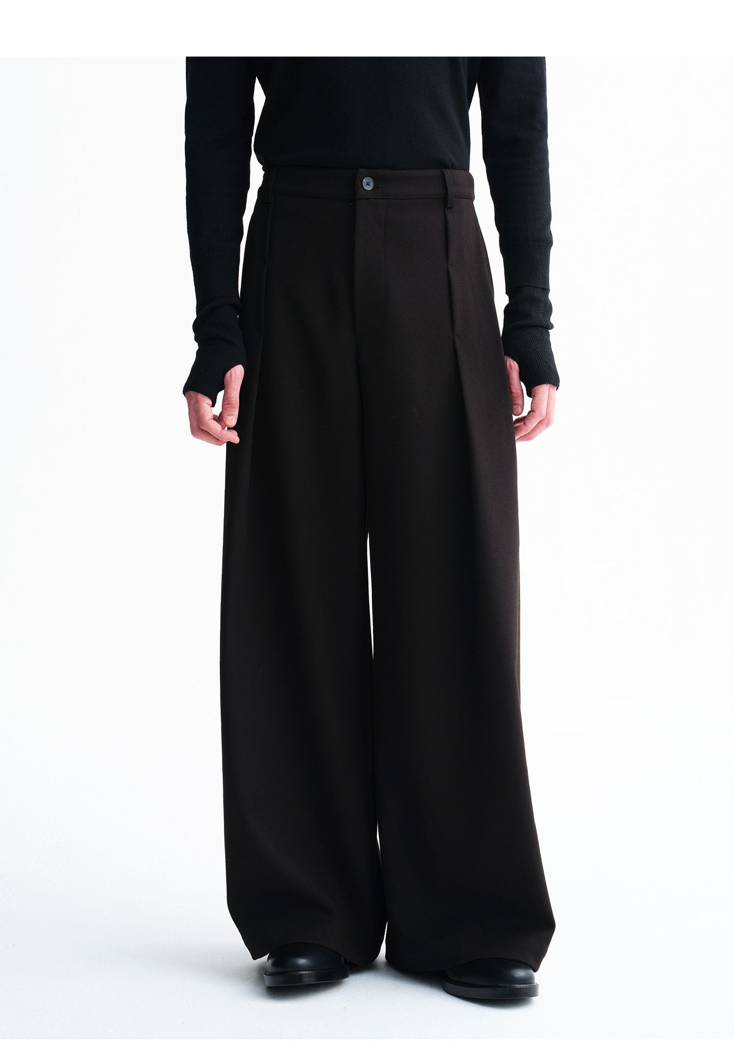 Unisex Pleated Wide-Leg Pants