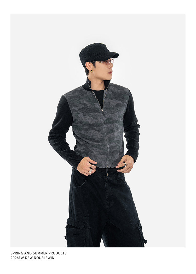 High-Neck Knit Cardigan