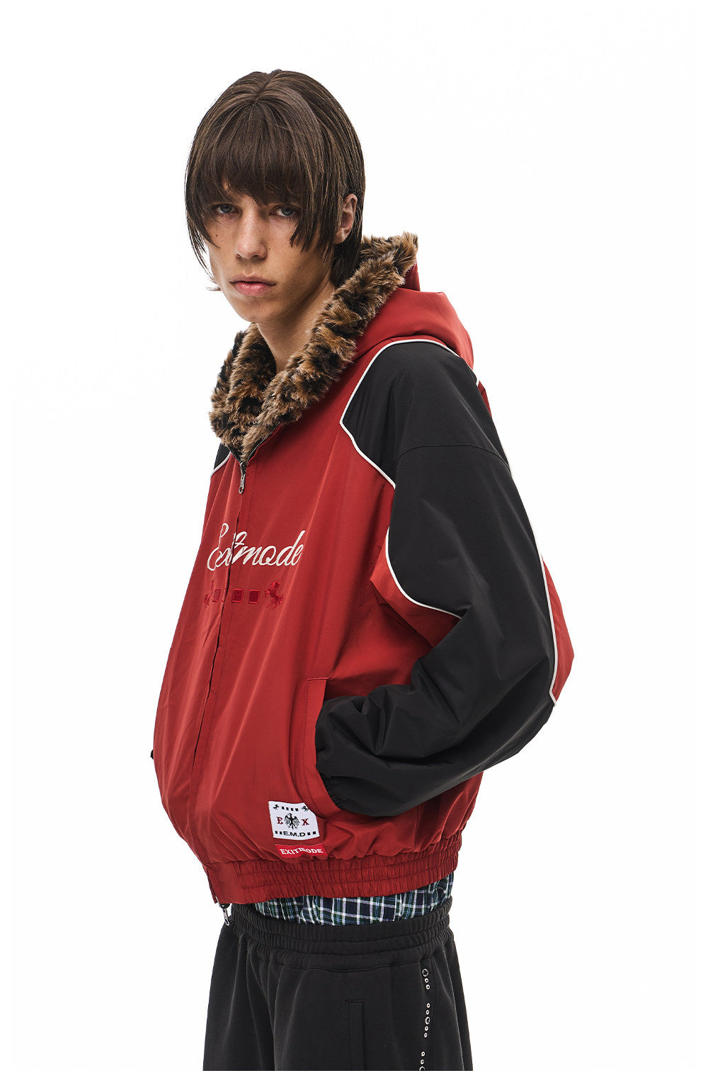 Leopard-Print Reversible Hooded Sports Jacket