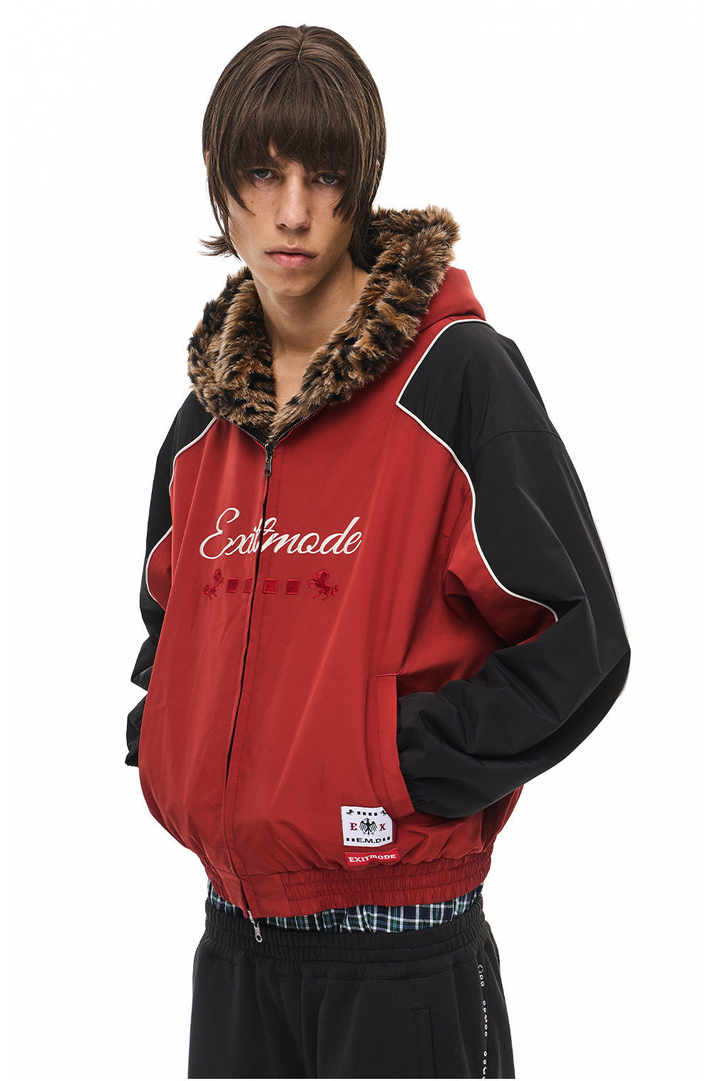 Leopard-Print Reversible Hooded Sports Jacket