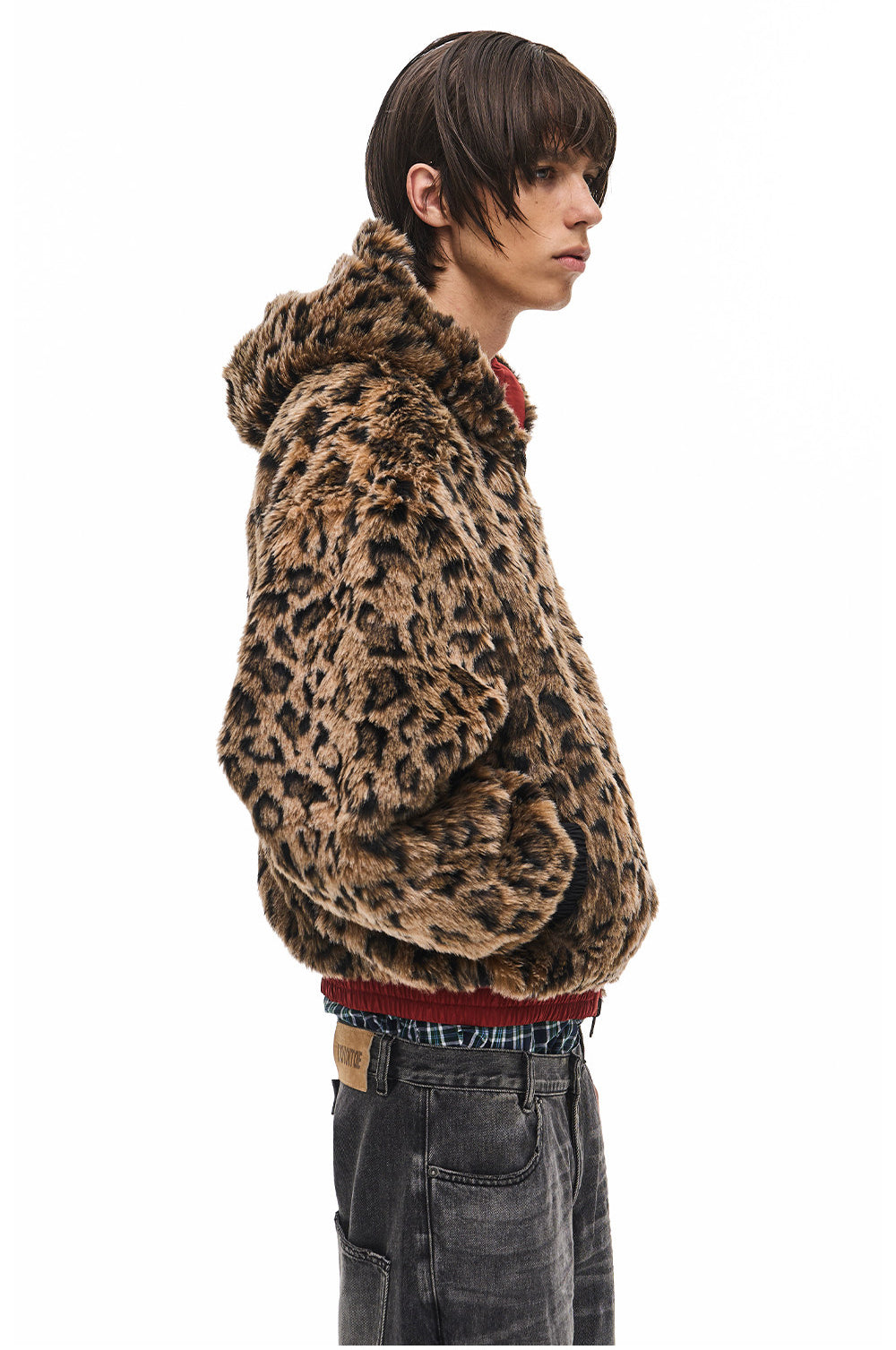 Leopard-Print Reversible Hooded Sports Jacket