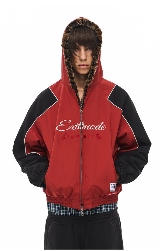 Leopard-Print Reversible Hooded Sports Jacket
