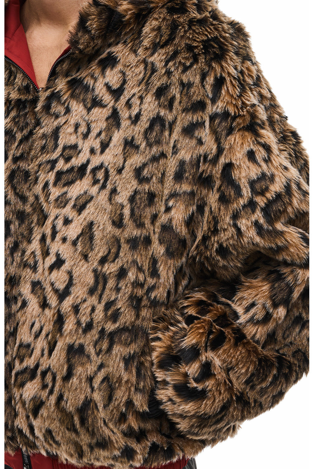 Leopard-Print Reversible Hooded Sports Jacket