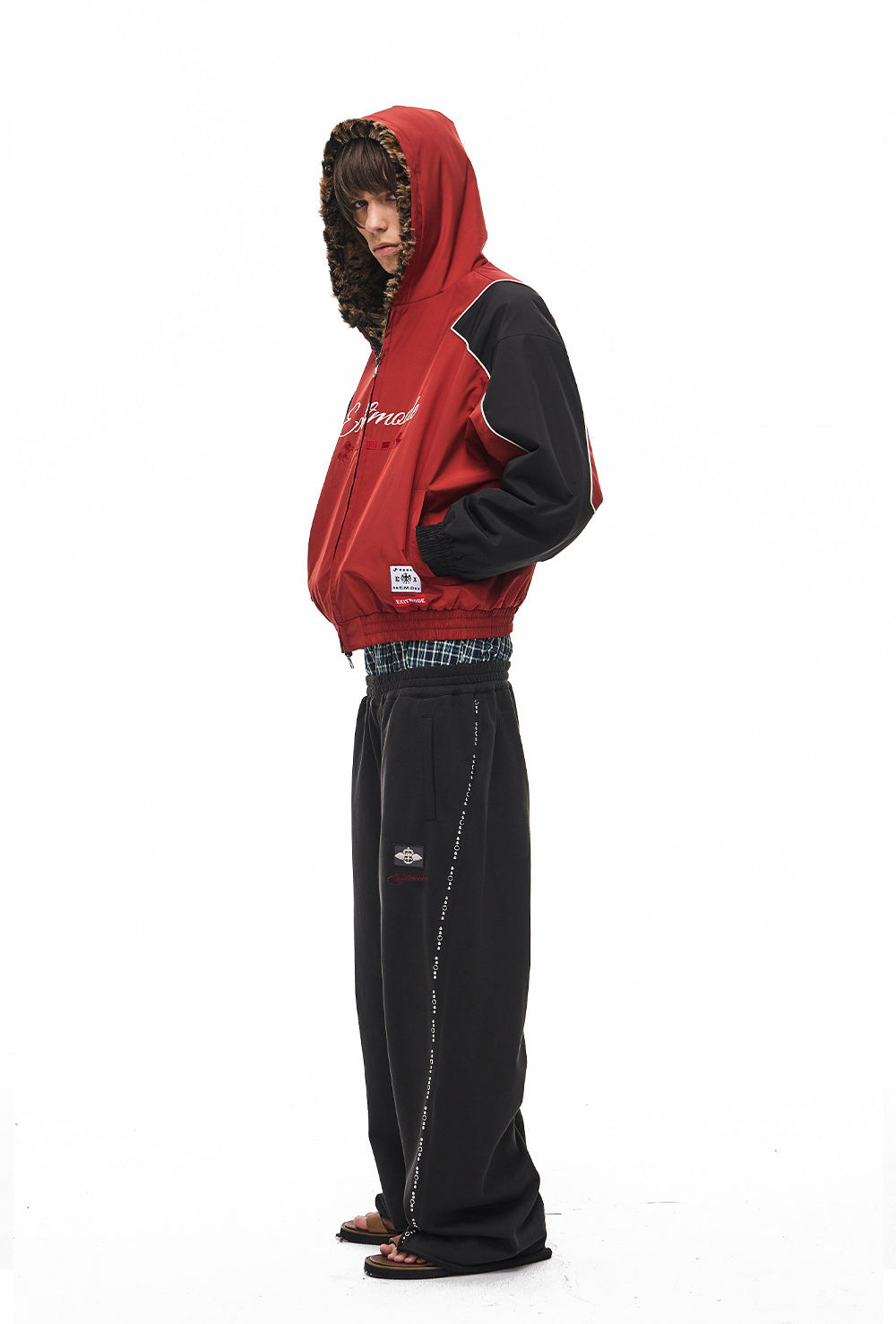 Leopard-Print Reversible Hooded Sports Jacket