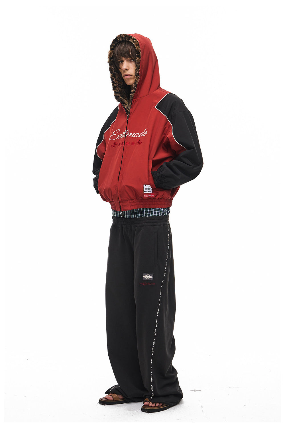 Leopard-Print Reversible Hooded Sports Jacket
