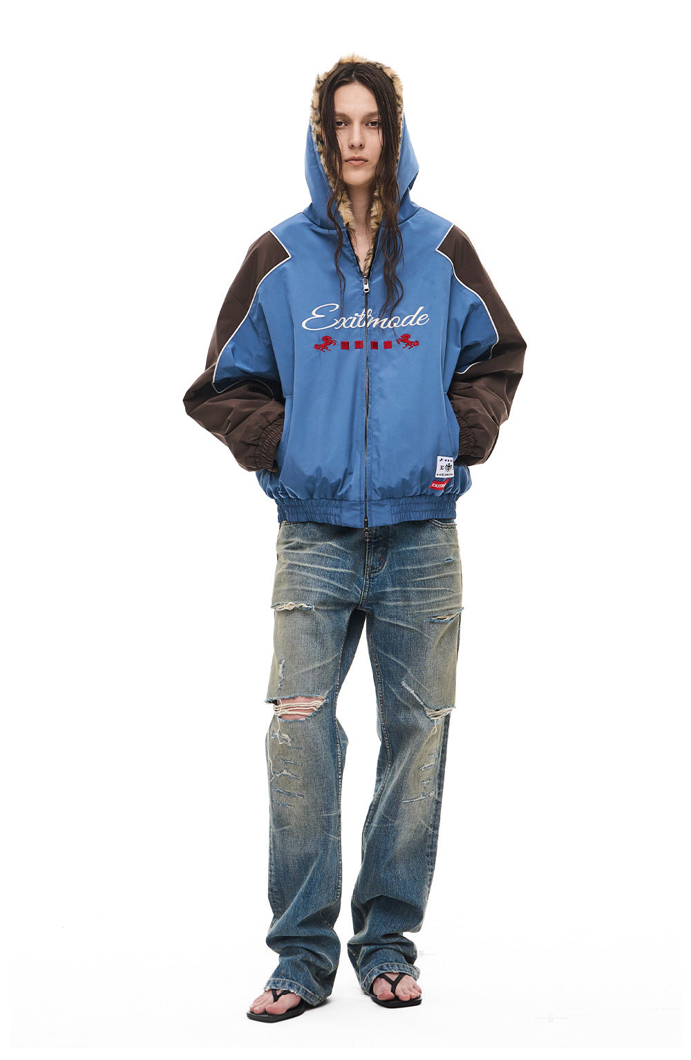 Leopard-Print Reversible Hooded Sports Jacket
