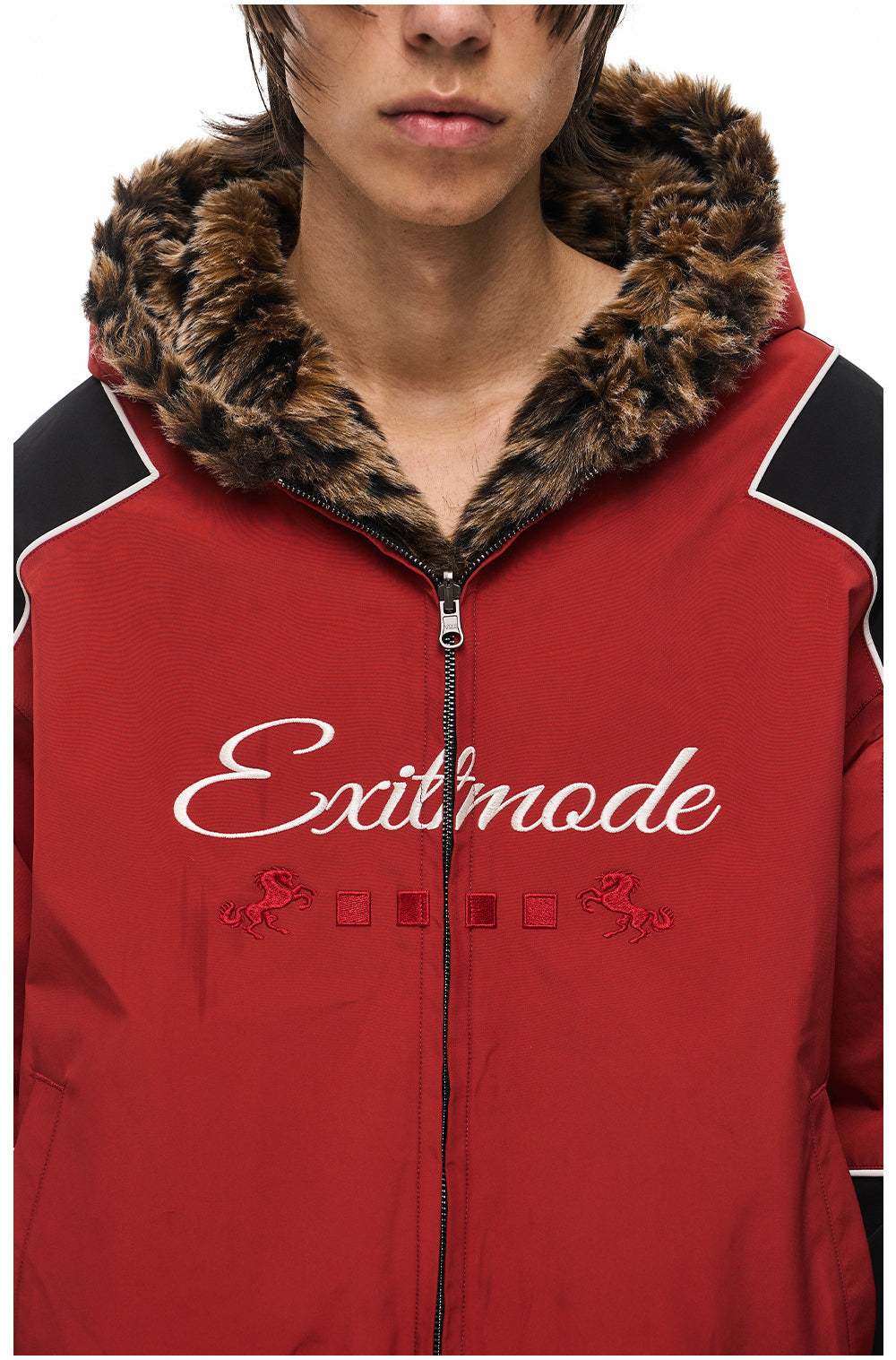 Leopard-Print Reversible Hooded Sports Jacket