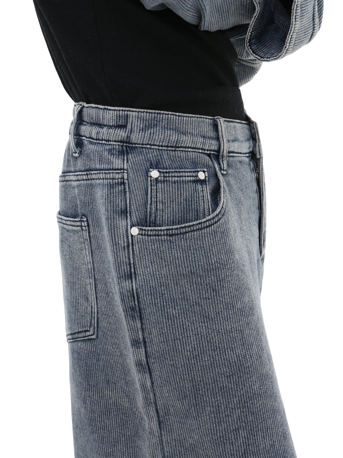 Damaged elastic waist denim pants