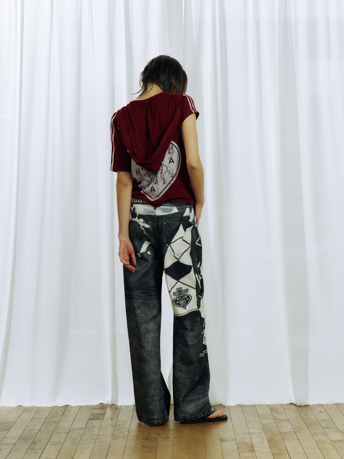 Digital-Print Denim Pants