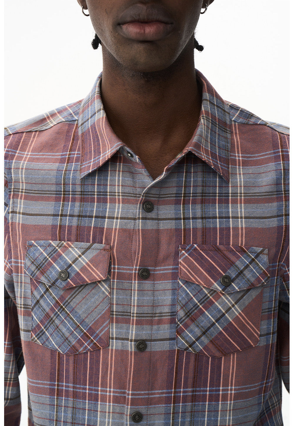 Short Check Embroidered Shirt