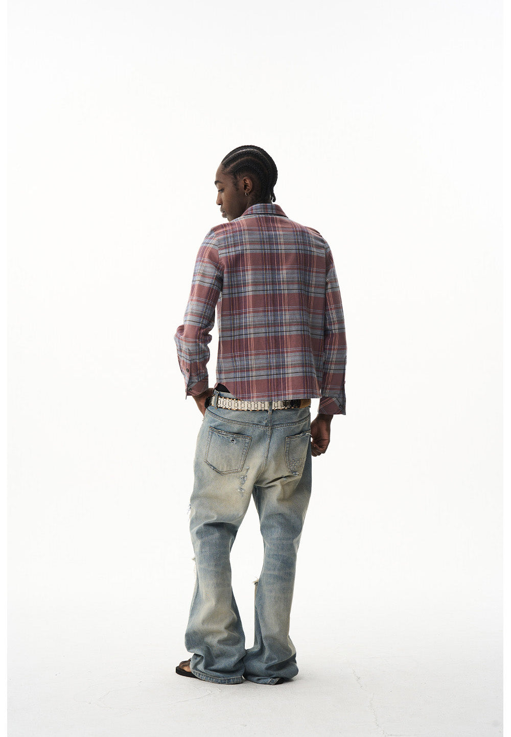 Short Check Embroidered Shirt