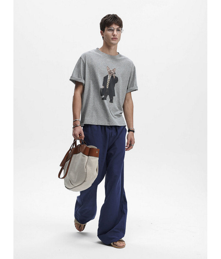 Cat-Print Soft T-Shirt