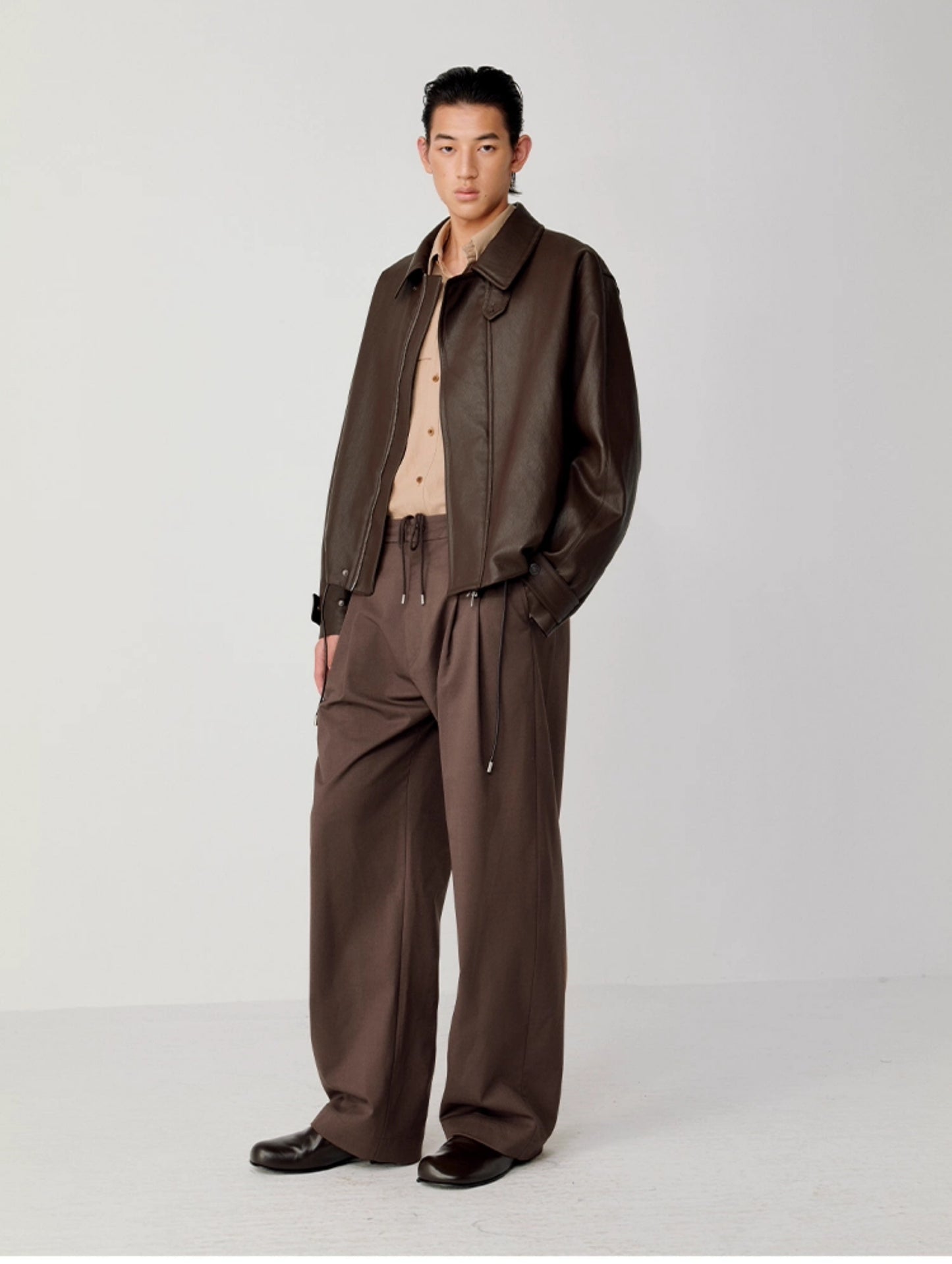 Pleated Drawstring Casual Pants