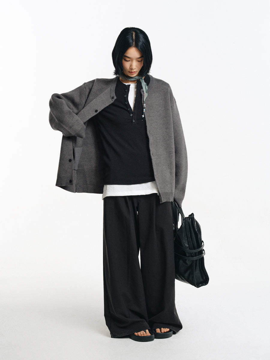 Scimitar Sleeve Round Neck Cardigan