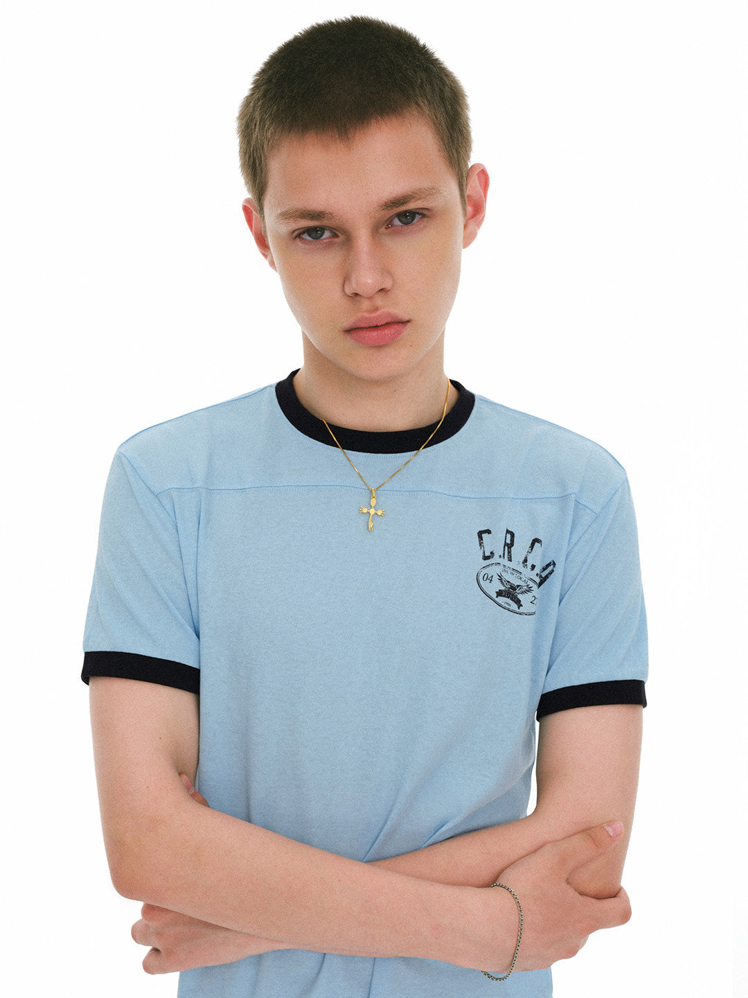Color-Block Retro Lightweight Linen Jersey T-Shirt