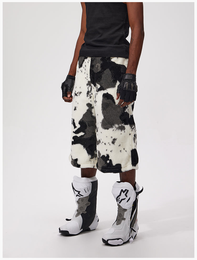 Original design cow print cropped shorts