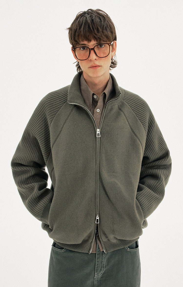 Stand Collar Knit Jacket