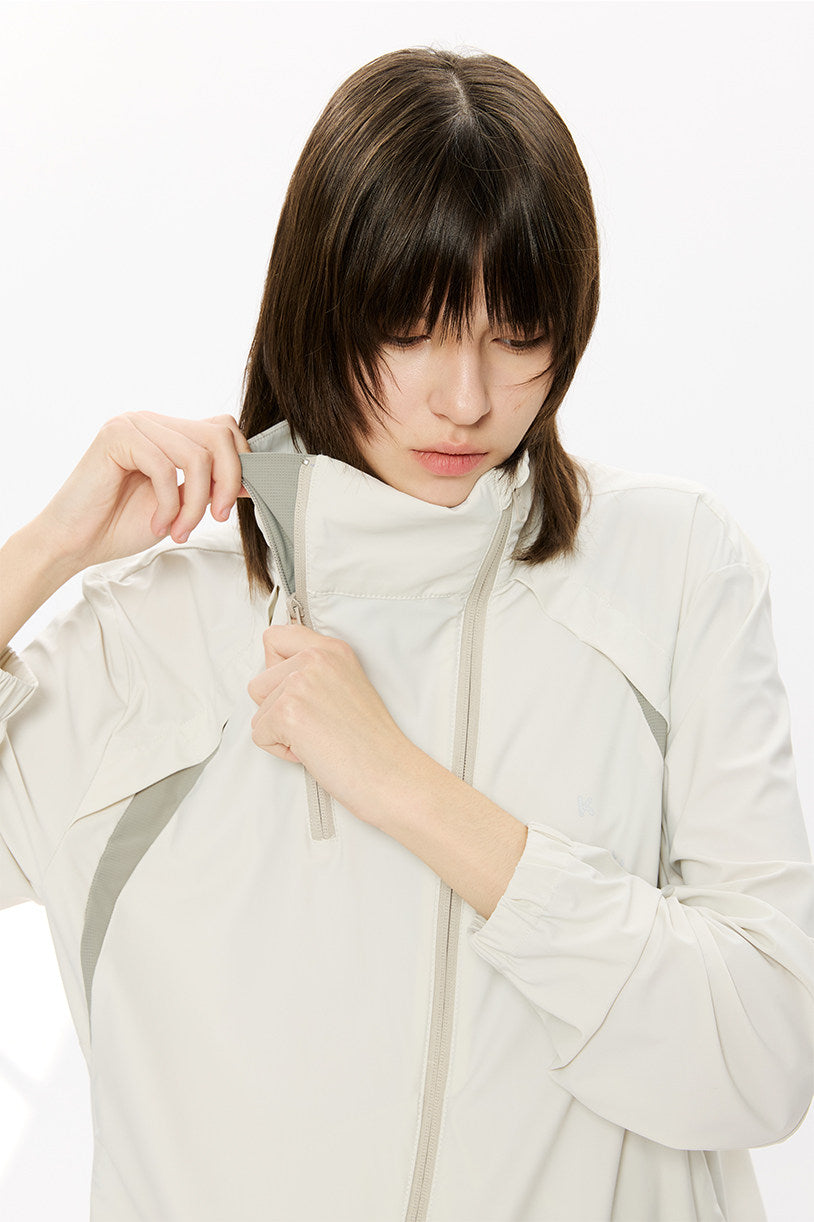 Diagonal Zipper Straight-Shoulder Sun Protection Jacket