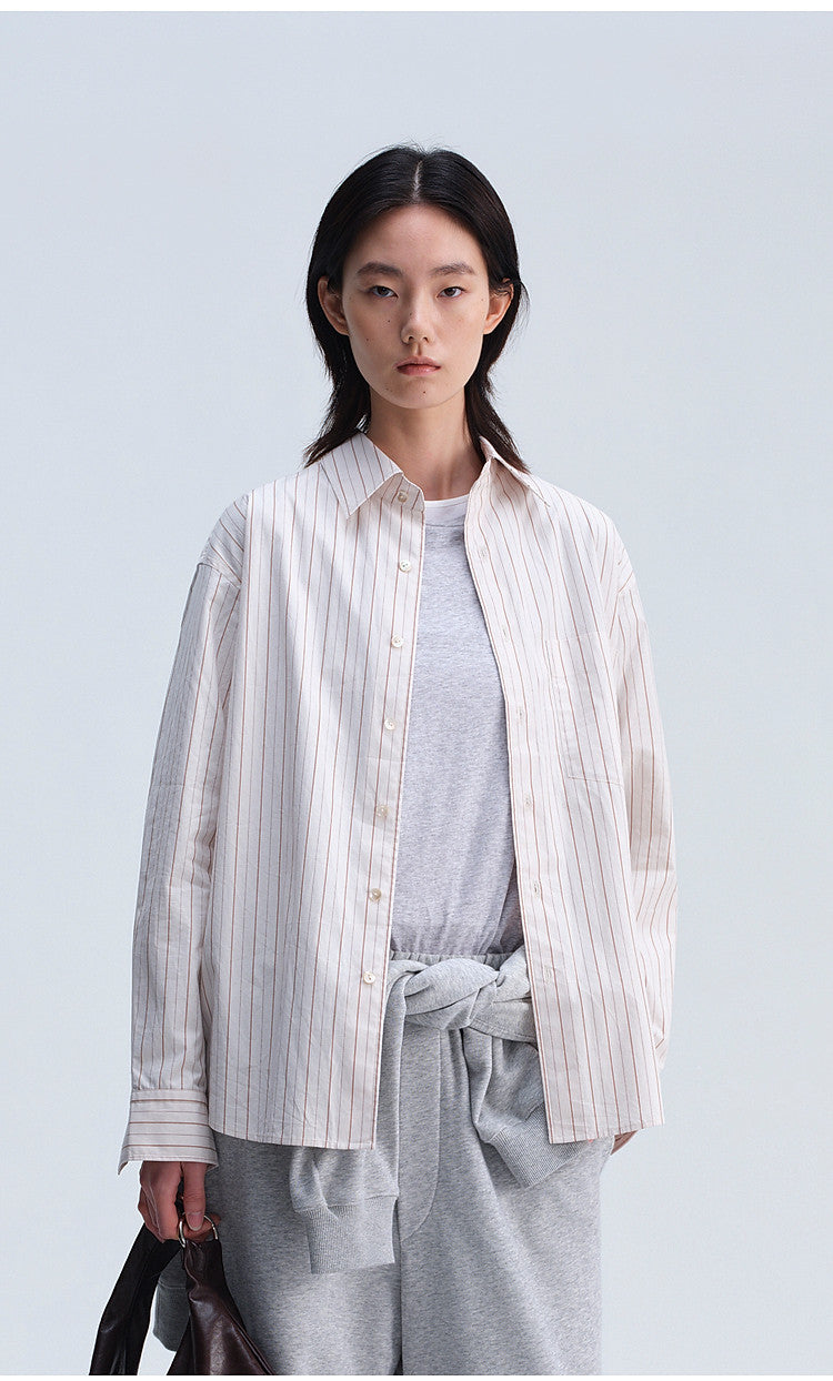 Casual Shirt with Color-Woven Stripes