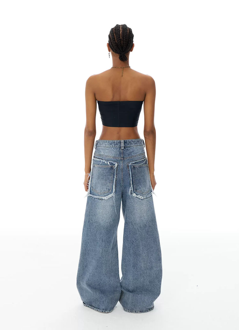 Washed Row-Edge Jeans