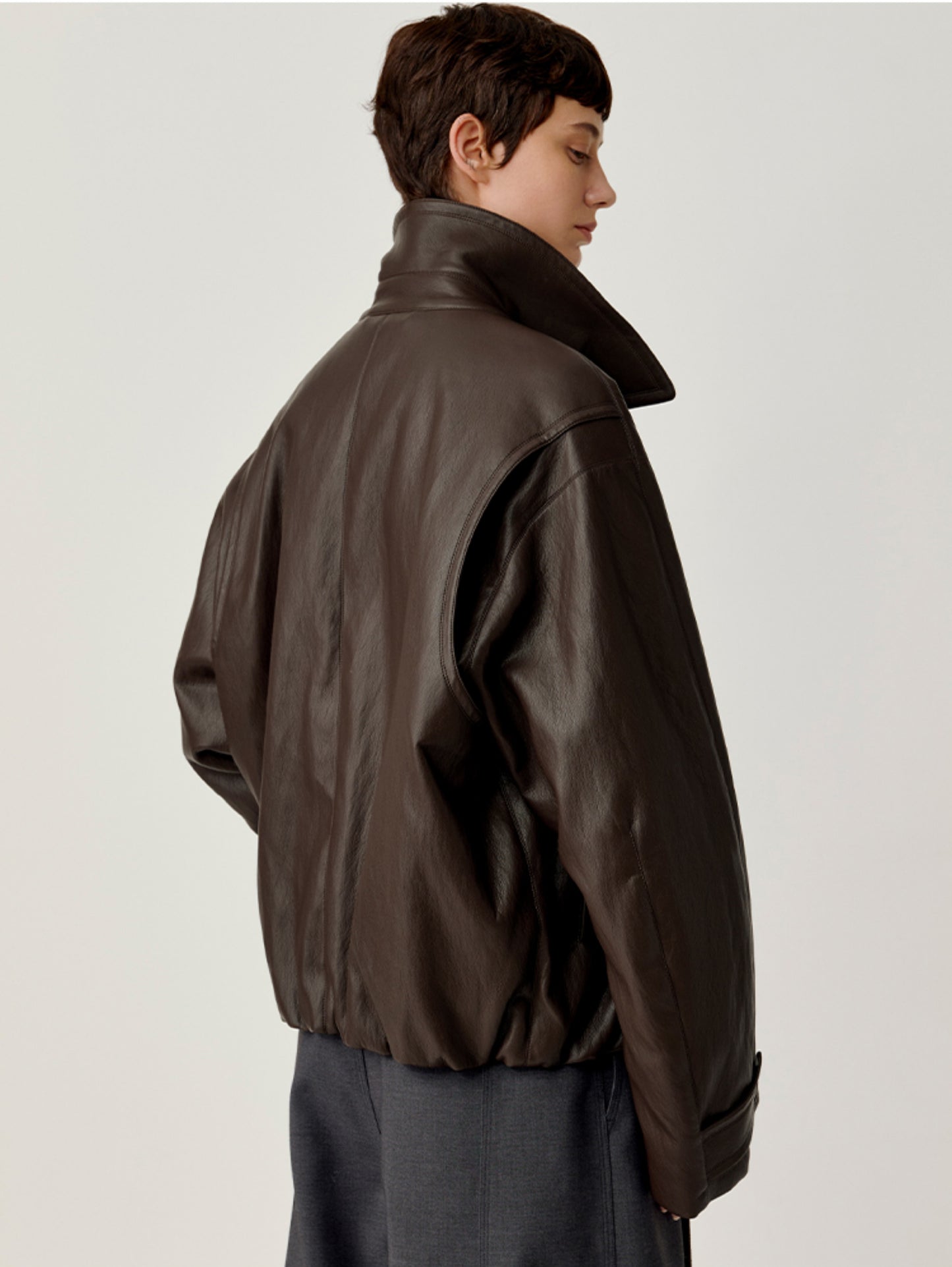 Accordion-Pleated Leather Jacket