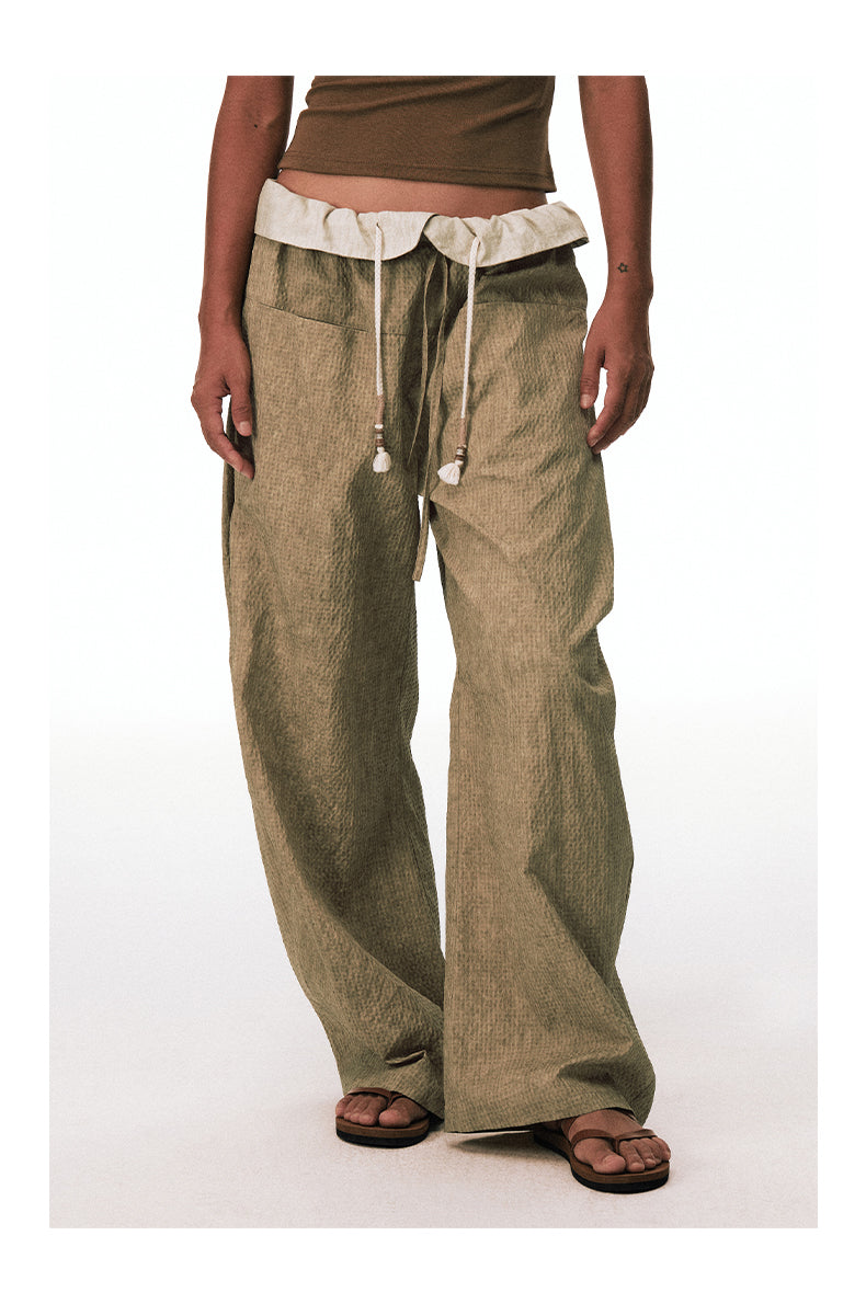 Bubble Check Textured Casual Pants