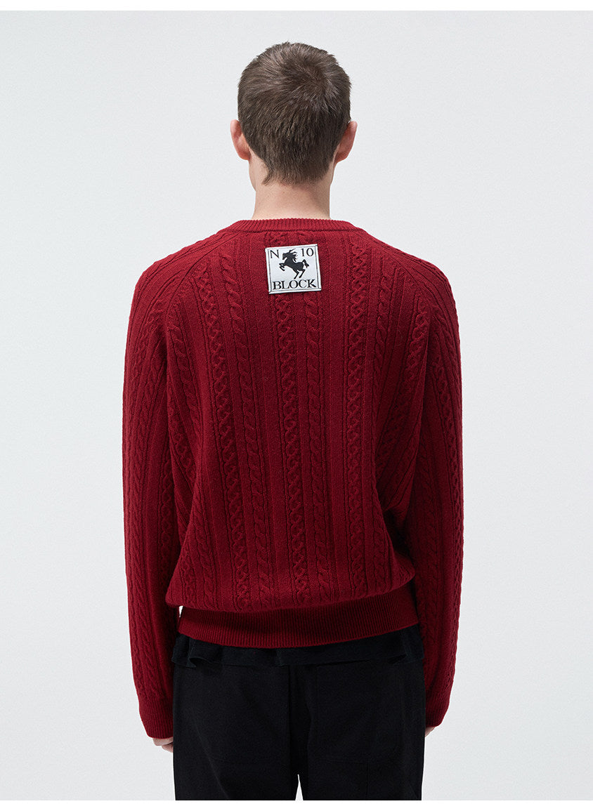 Classic Cable-Knit V-Neck Sweater