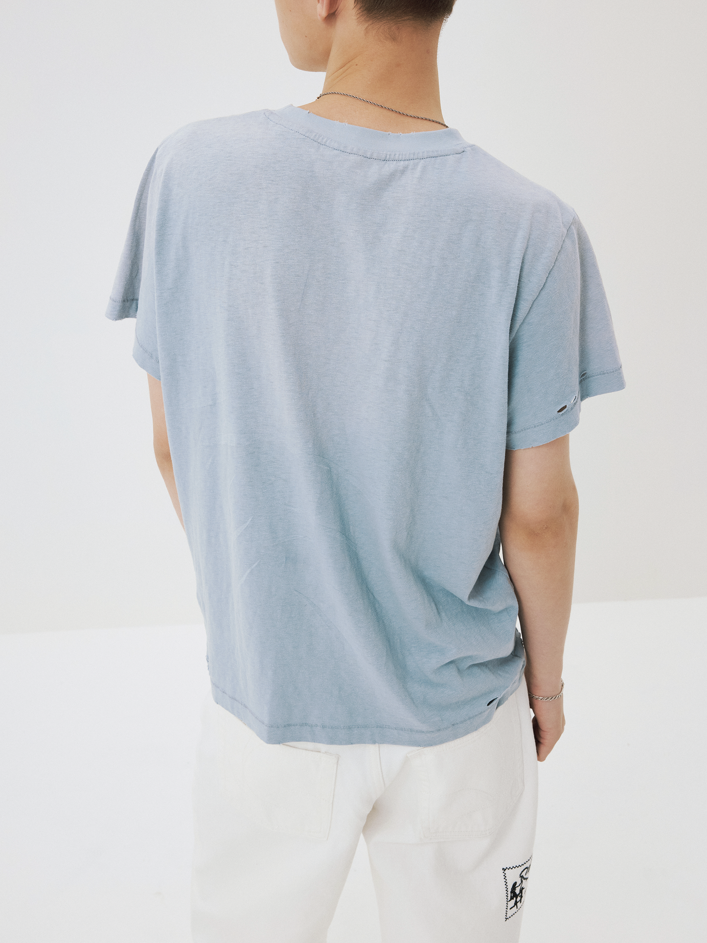 Distressed Washed Pure Cotton T-Shirt