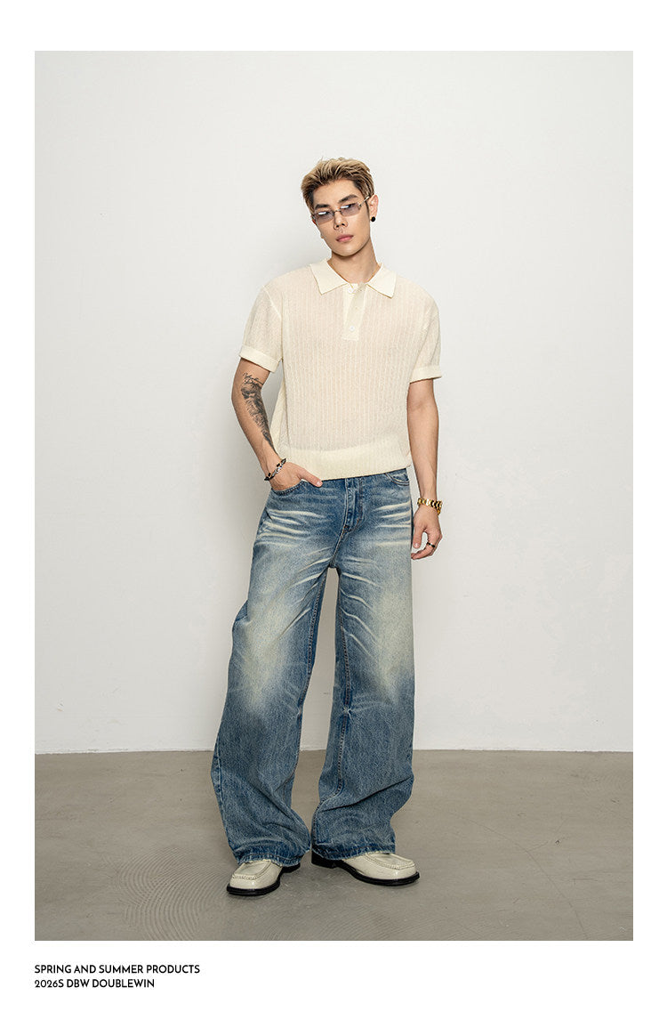 Slightly sheer polo shirt