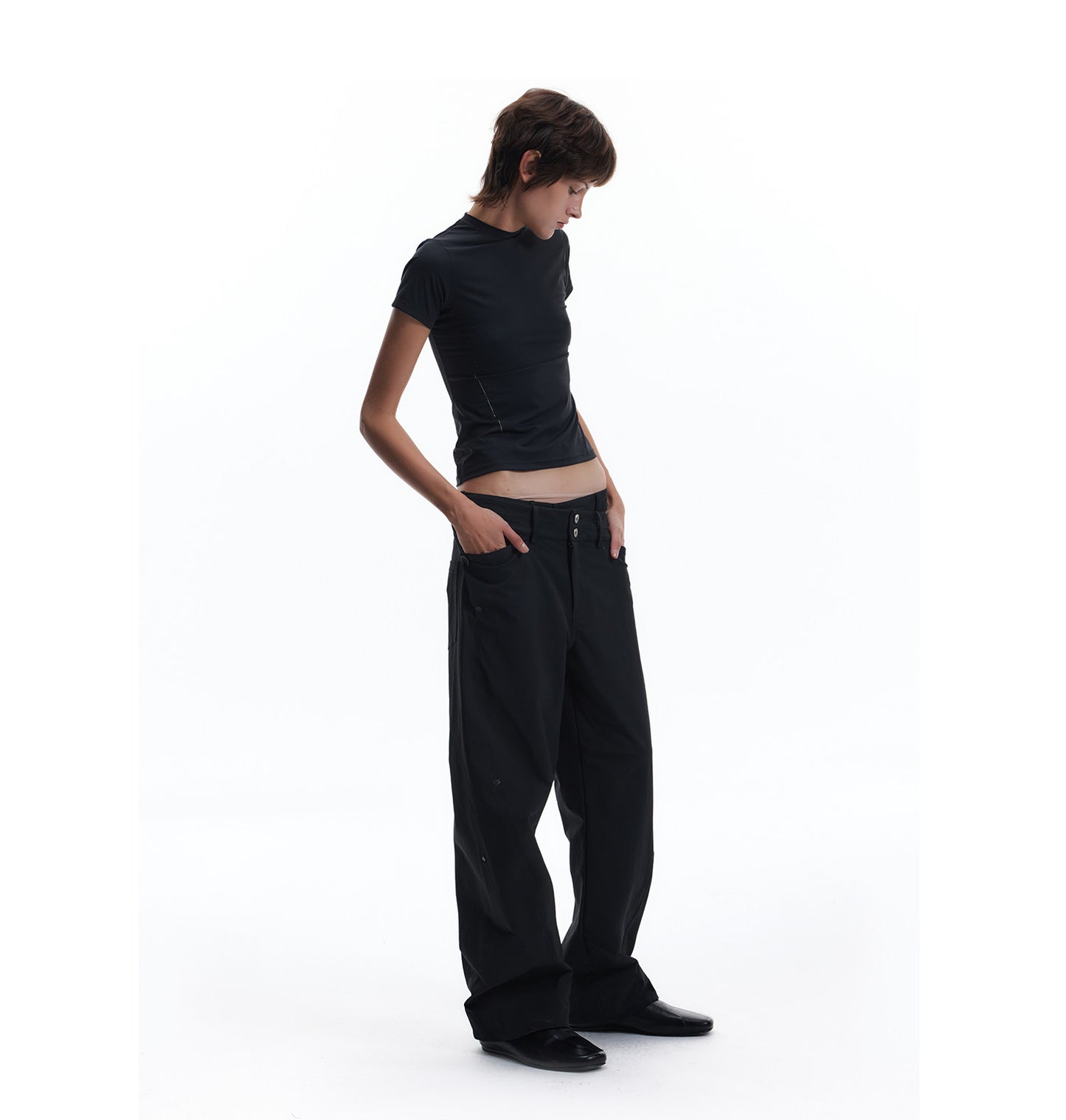 Multi-Structure Nylon Casual Pants
