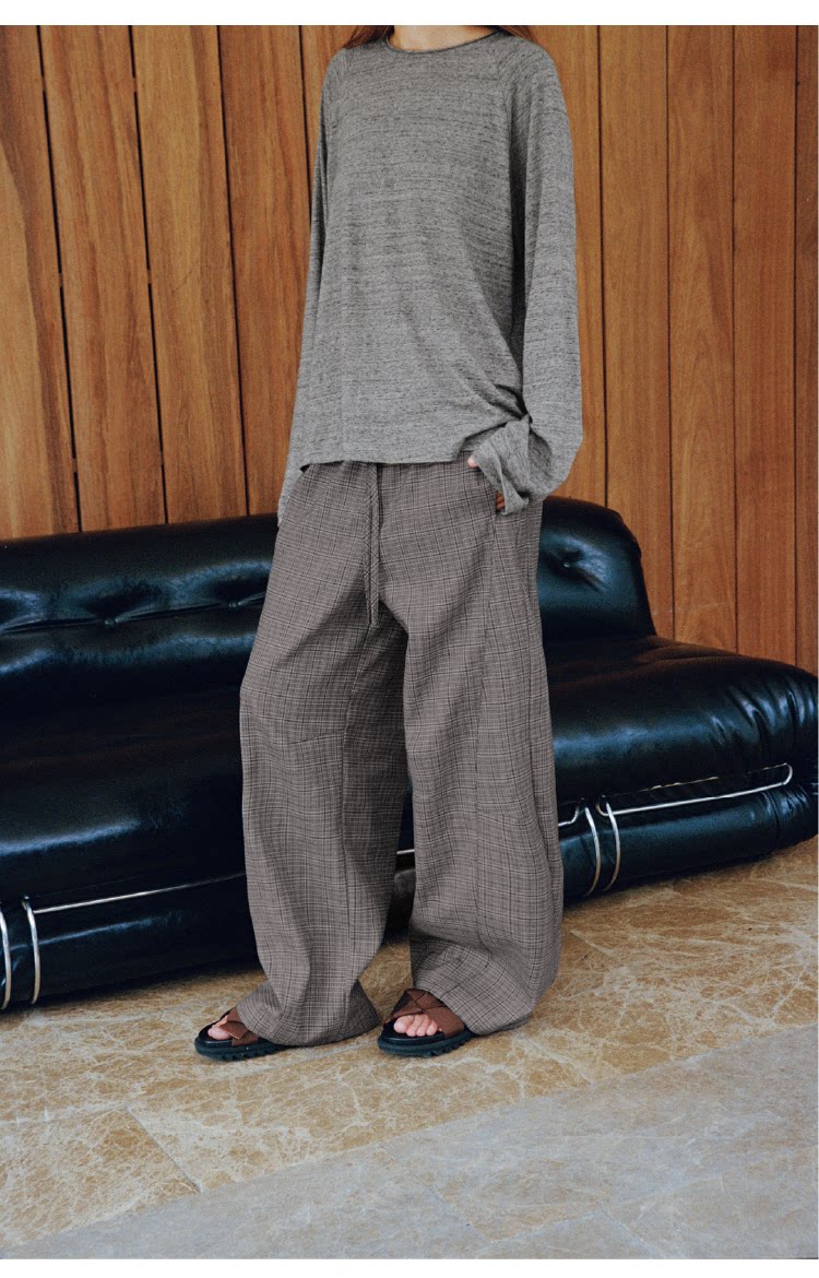 Houndstooth Wide-Leg Pants