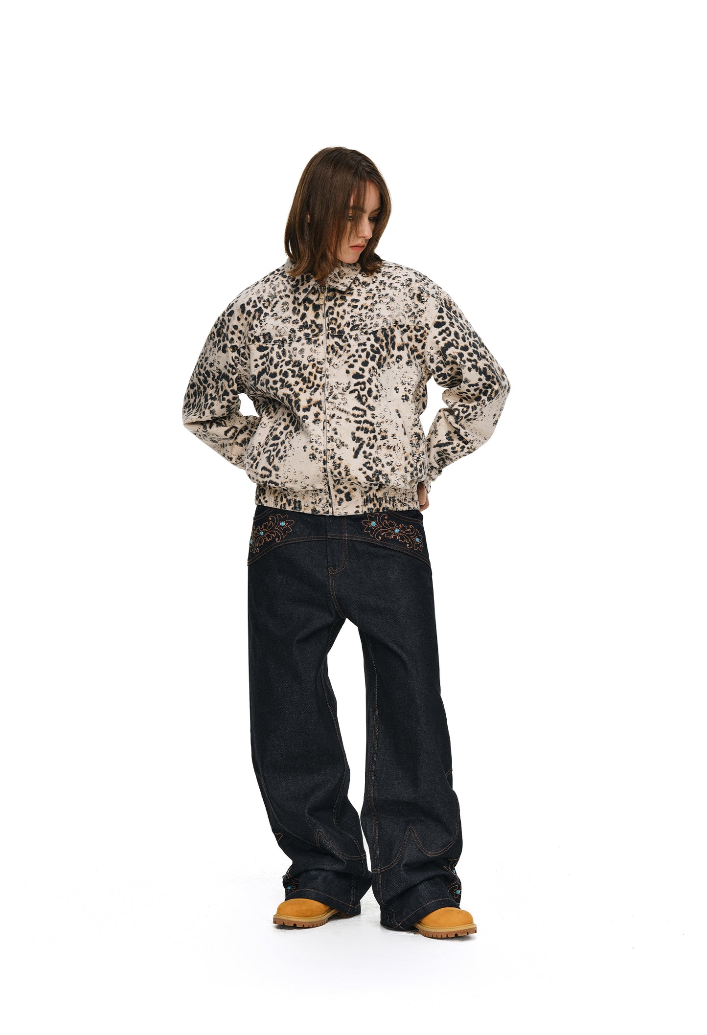 Retro Wash Leopard Print Jacket