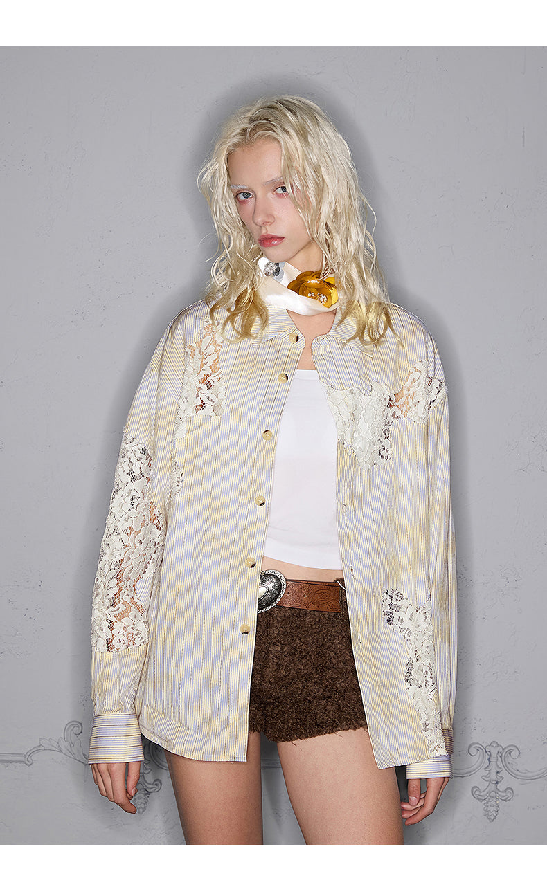 Lace Stitch Slim Shirt