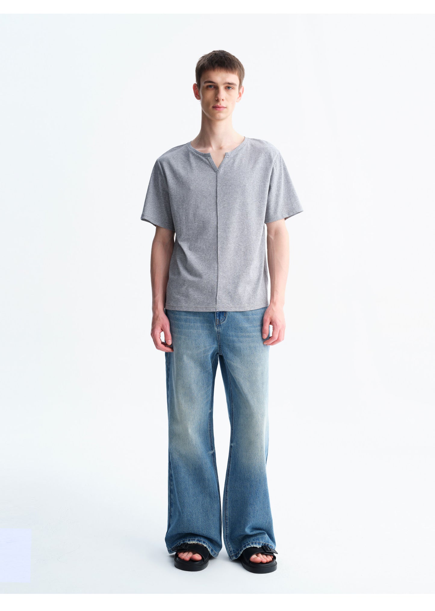 Slim-Fit Casual Denim Pants with Faded Details